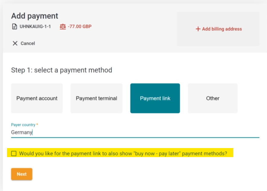 Payment Link Options