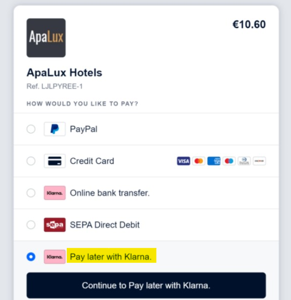 Pay Later Optionen