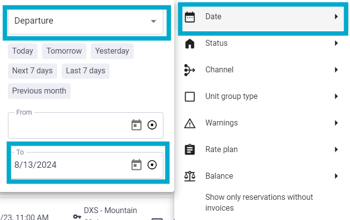 Sort by Departure Date Screenshot