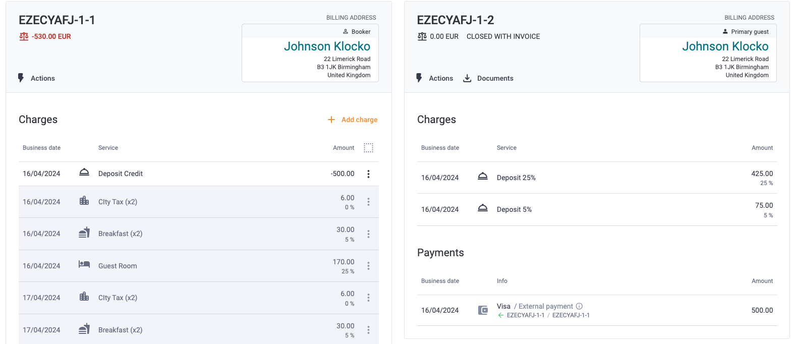 Deposit credit transaction