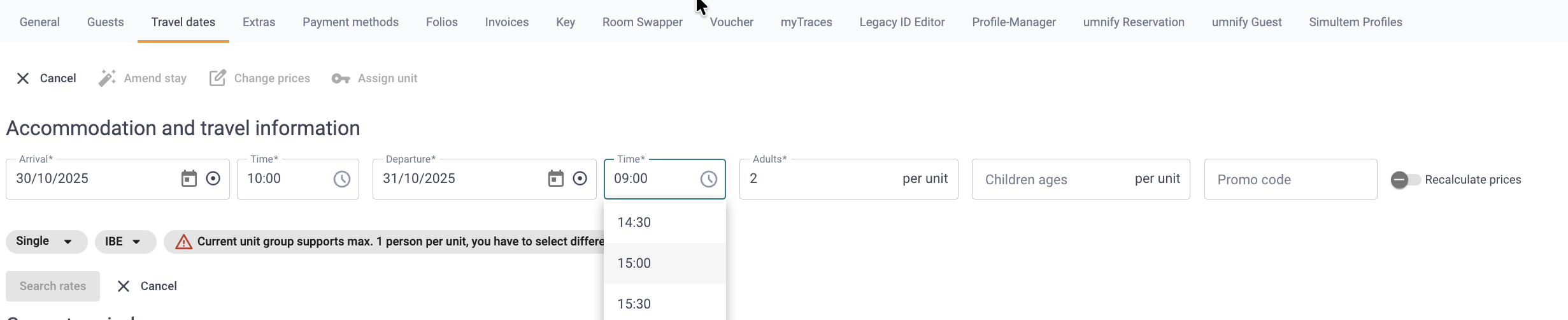 Amend Stay Time Screenshot