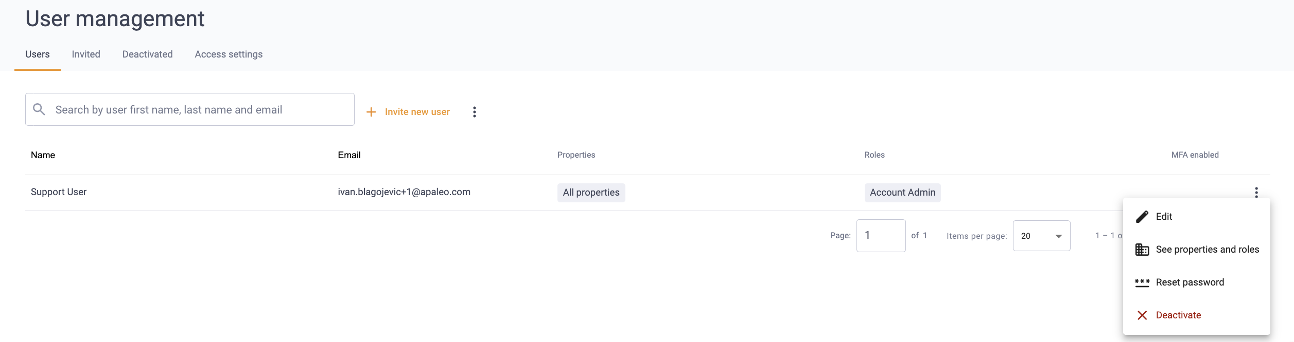 User management options