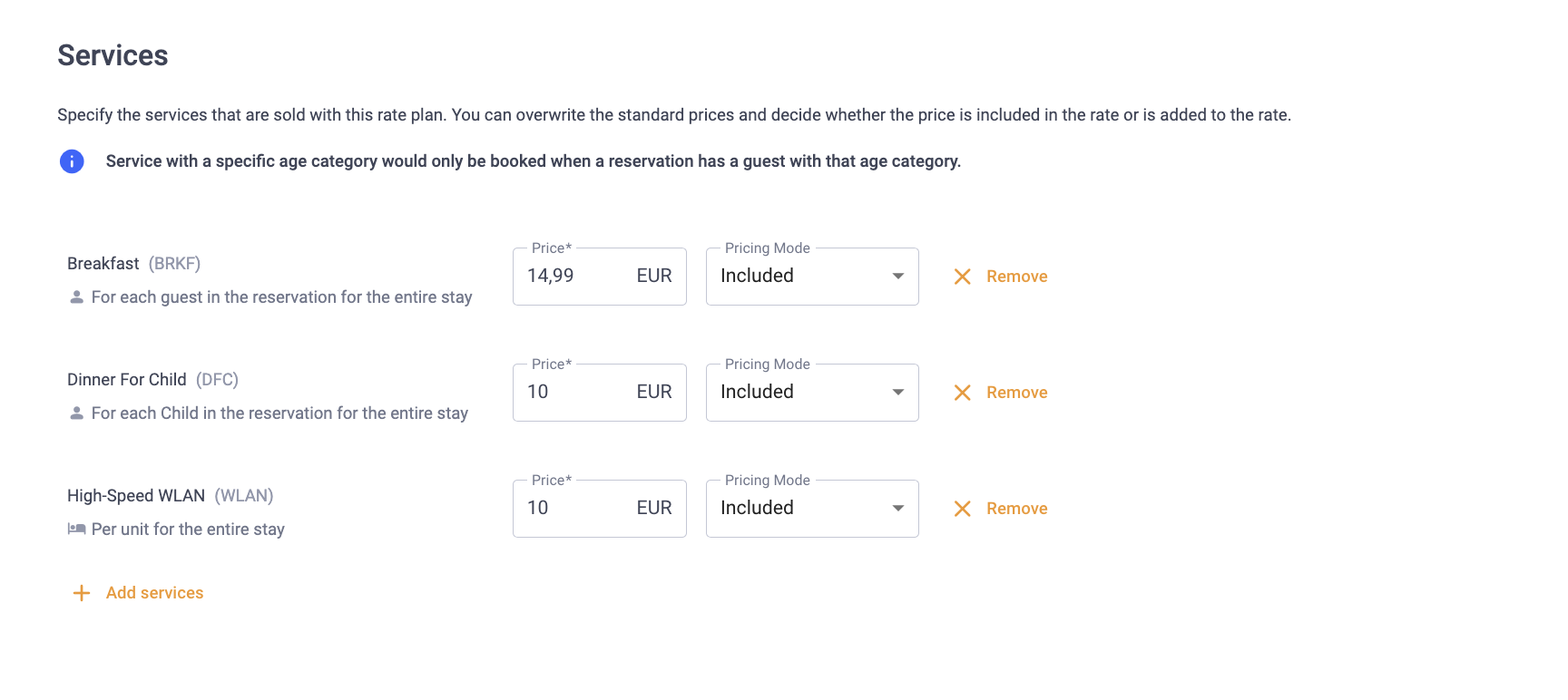 Age Categorized Service