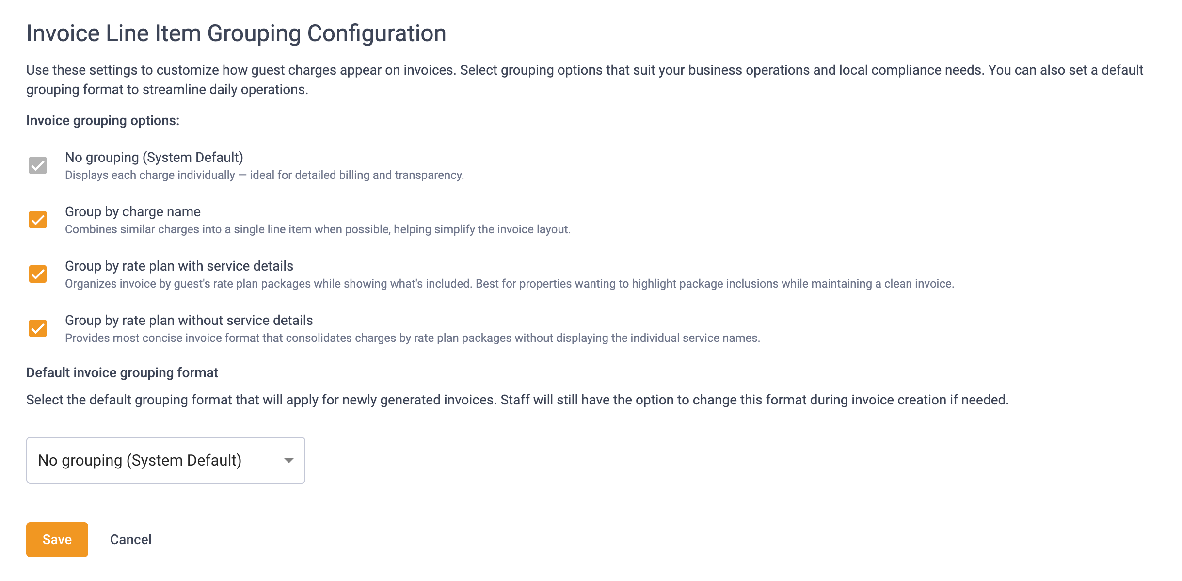Invoice Grouping Configuration