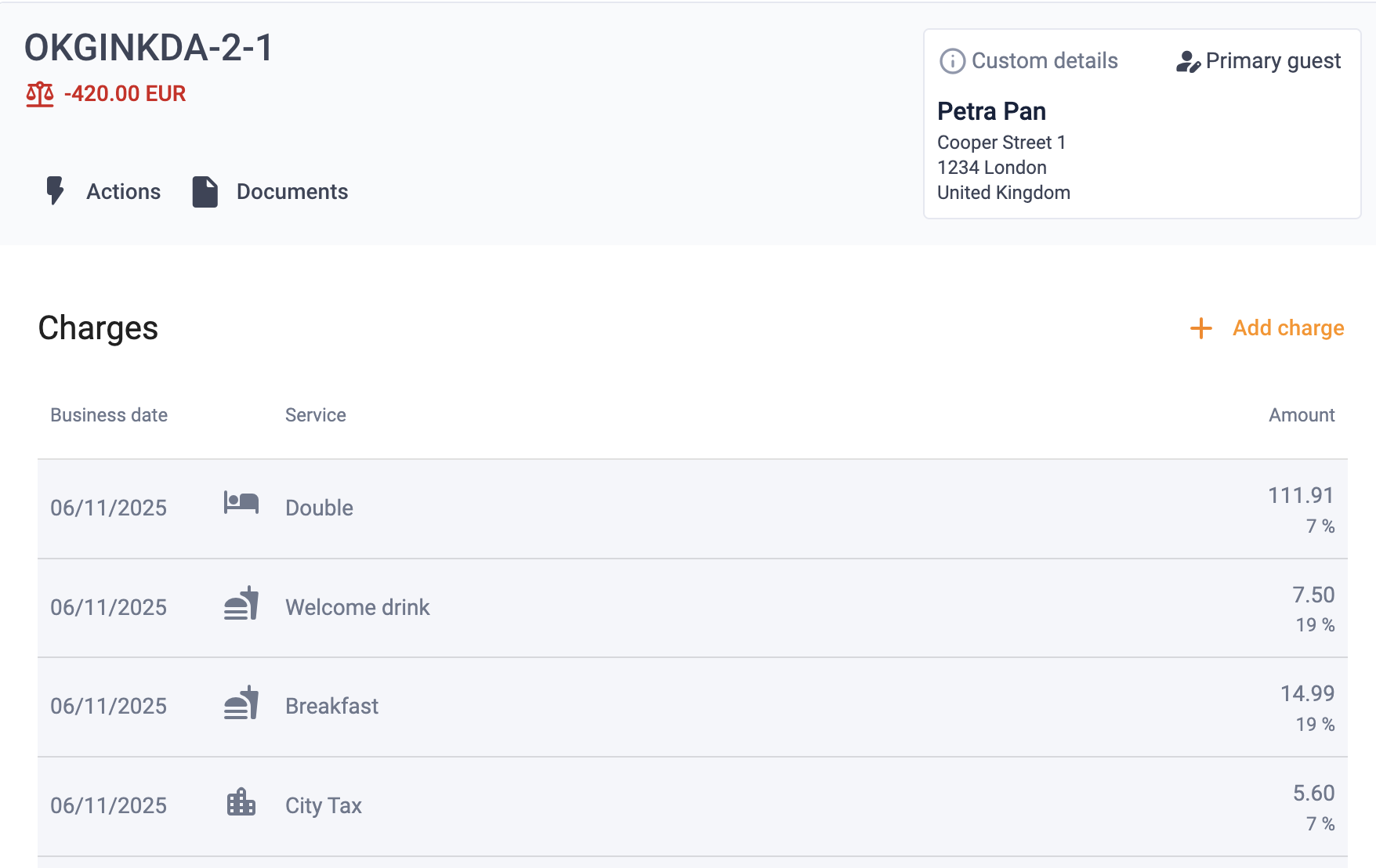 Extras shown in folio