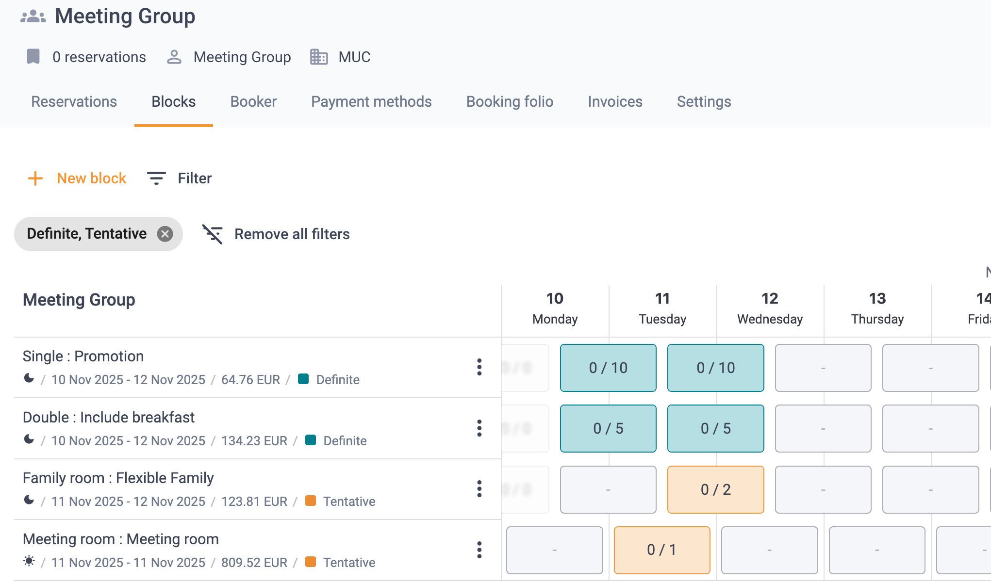 Group Booking Overview