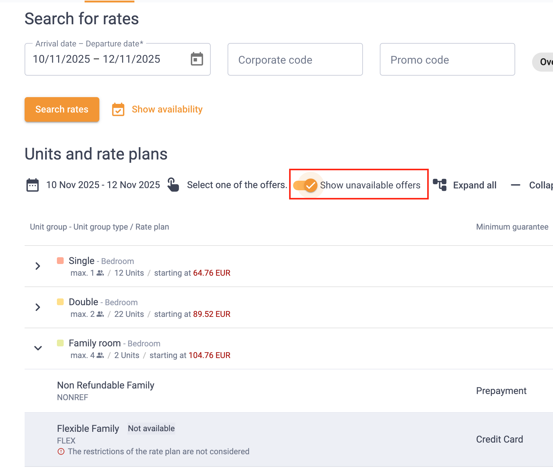 Rate Plan Restrictions