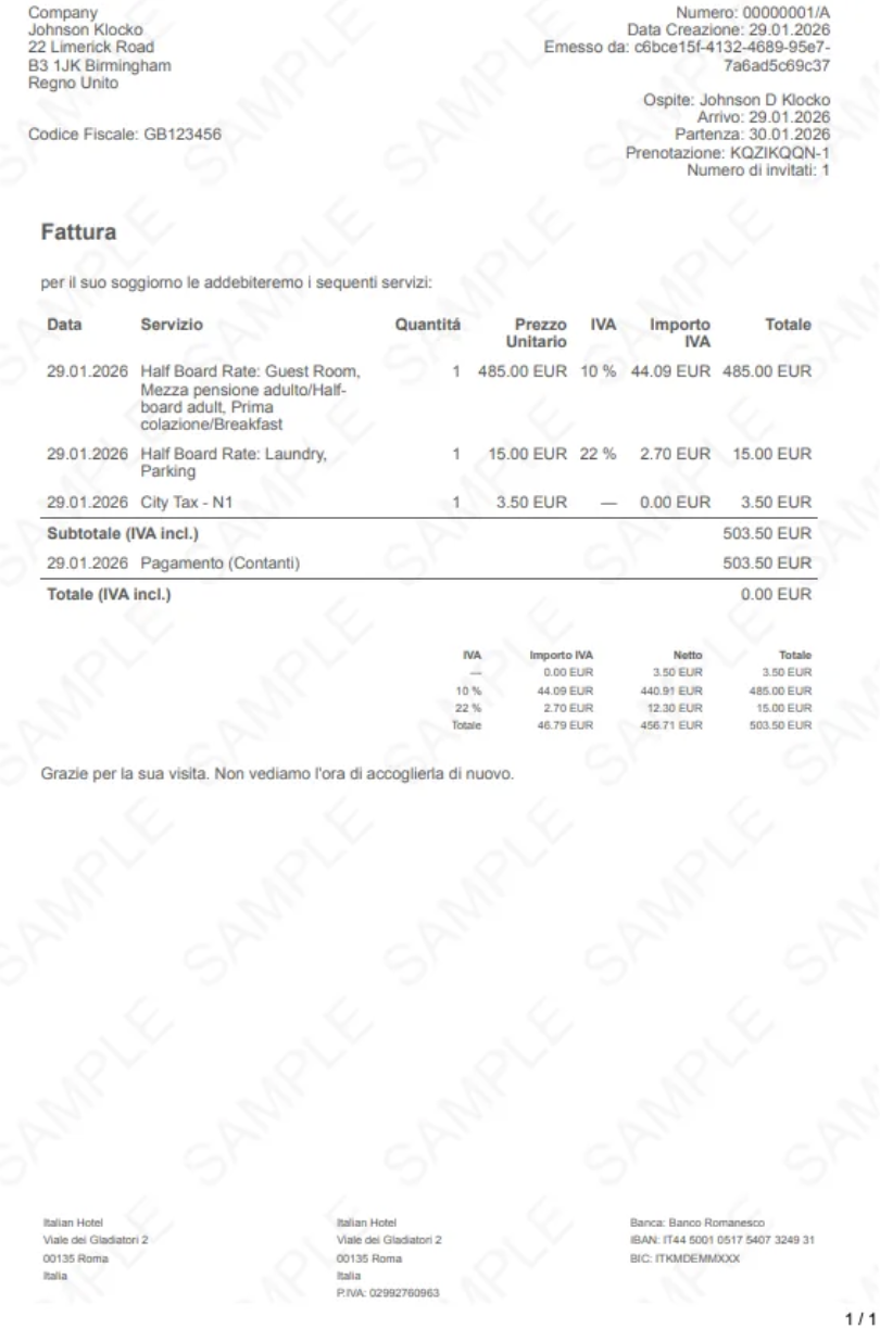 Rendered invoice PDF