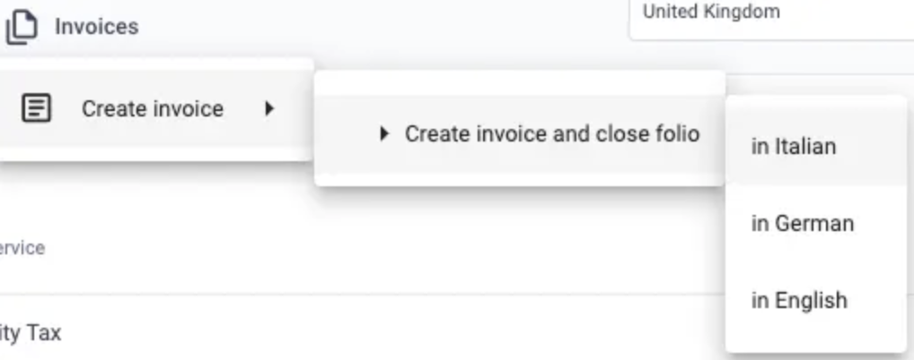 Invoice language selection