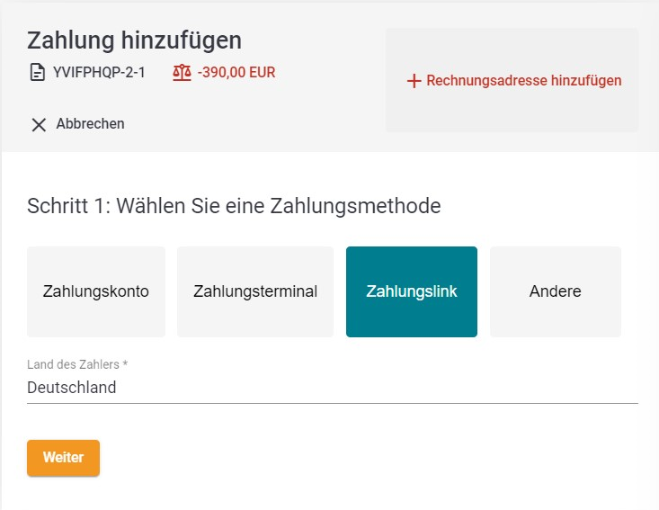 Zahlungslink einrichten
