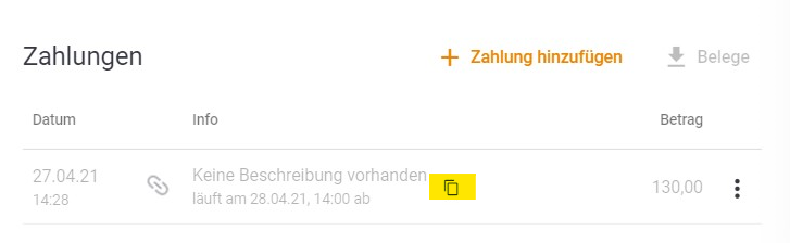 Zahlungslink Details