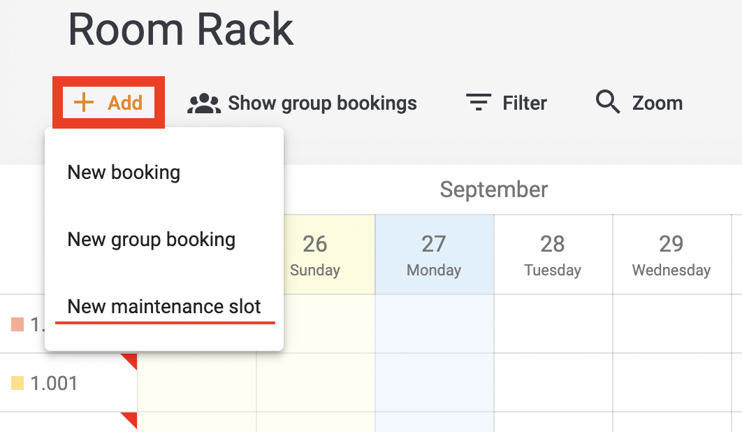Add Maintenance Slot
